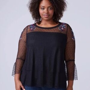 Lane Bryant Embroidered Swiss Dot Blouse Size 18/20